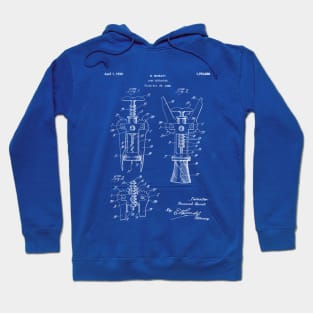 Cork Screw Patent - Wine Art - Blueprint Hoodie